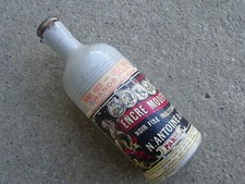 ANCIENNE BOUTEILLE D'ENCRE EN GRES BOUCHON ETAIN -ENCRE MODERNE N ANTOINE PARIS-