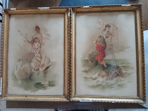 Paire chromolithographie xixe - chromolithographie,