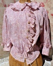 ANCIEN CORSAGE/ BLOUSE en COTON IMPRIMÉ de motifs à L'INDIENNE vers 1900