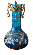 Vase verre bleu emaille et - en,