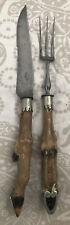 ancien couteau fourchette service a gigot pied de biche Acier Fondu A Identifier