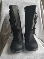 bottes fille enfant noire nubuck frange pointure 33 hiver froid bon etat general