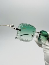 Lunettes Cartier Panthère 3D Argentée Et Verre Diamond Cut Vert Photochromic.