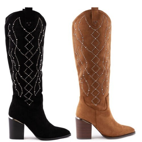 Bottes femme daim strass - femme,
