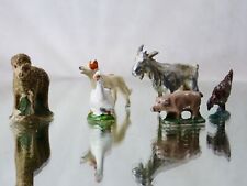 QUIRALU et divers Lot de 6 animaux poule porc chien oie chèvre métal ancien