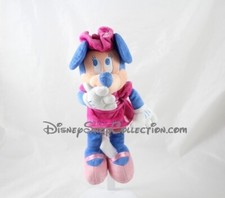 Peluche Minnie DISNEYLAND PARIS Mademoiselle Minnie bleu rose aimantée Disney