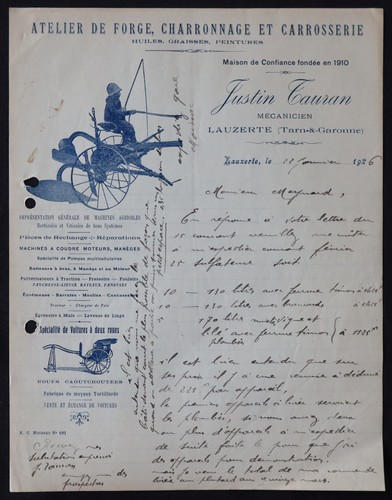 Billhead facture 1926 lauzerte - billhead,