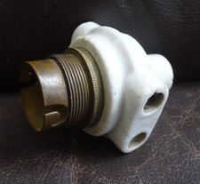 Ancienne Douille Voleuse porcelaine  & laiton design rétro vintage (non testé)