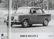 Photo presse SIMCA 1000 RALLYE II de 07 / 1977  si40