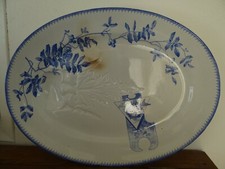 Rare Grand Plat Faïence de Choisy le Roi Kioto Réceptacle à Jus Masque Japonais