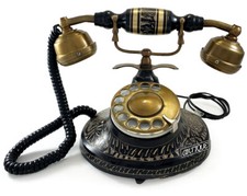 Antique Téléphone Maharaja Rotatif Cadran Fixe Laiton Bureau Décor Victorien