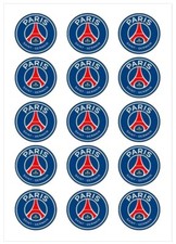 PSG. Lot de 15 décorations comestibles, Azyme, disques diamètre 5cm.