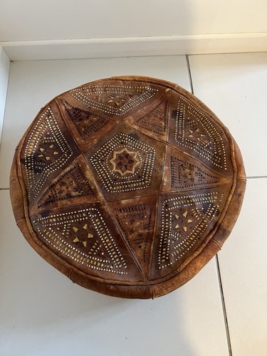 Pouf ottomane rond cuir - en,
