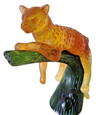 Panthère Daum.Cristal Daum.Sculpture Daum.Daum crystal.Panthère sur Arbre Daum.