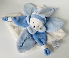 5627?DOUDOU ET COMPAGNIE ours Collector plat Mouchoir blanc pétales bleu