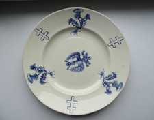 Plat rond faience KG Lunéville Croix Lorraine Eugenie Impératrice Ø28,5 cm Lot 2