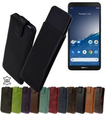 Suncase Housse Sac Véritable Cuir Coque Protection Étui Pour Nokia C3 (2020)