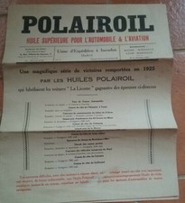 ANCIEN DEPLIANT PUB AUTOMOBILES " HUILE POLAROIL " 1925. 22 X 27 CM .