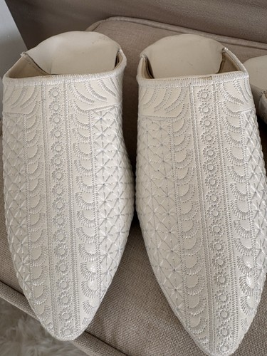 Babouches marocaines blanches - babouches,