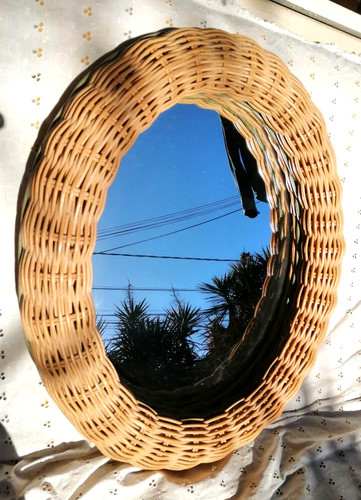 Miroir ovale rotin avec - ovale, un
