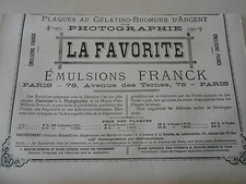Pub 1887 - Plaques Gélatino Bromure Photographie La Favorite