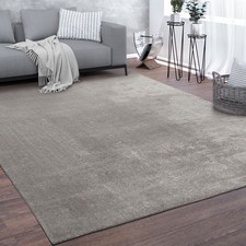 Tapis, Tapis À Poils Ras Doux Pour Salon, Très Moelleux Lavable Gris