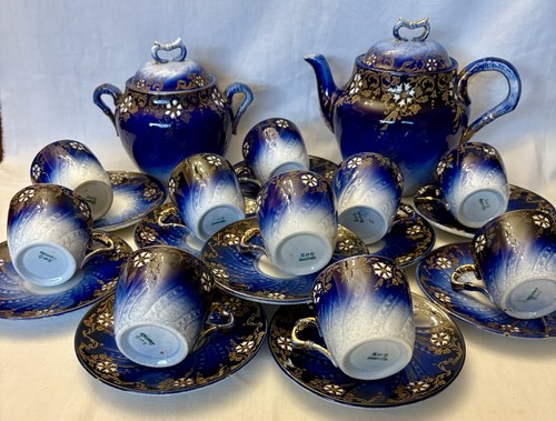 Service cafe faience bleue - faience,