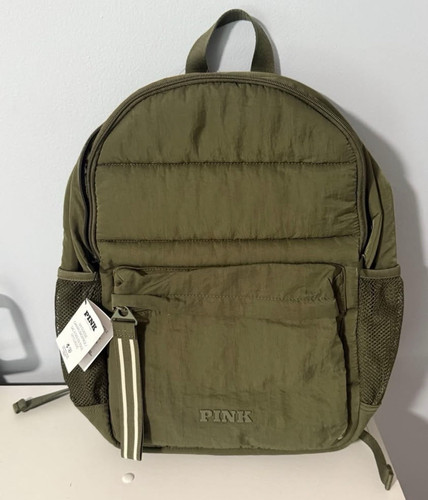 Pink green zip backpack - backpack, w/