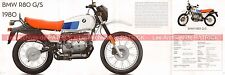 BMW R80/GS R 80 G/S 800 1980 UK Fiche Moto #009104