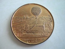 Médaille Bronze doré - Souvenir Ballon captif à vapeur de Mr Giffard Paris -1879