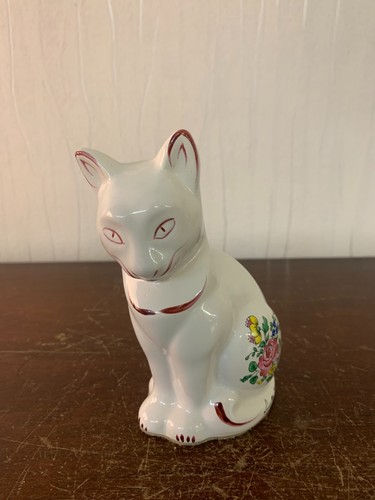 Chat fleur faïence - chat,