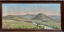 Horace COLMAIRE (1875-1965) ? "Paysage de vallée du Lot"  vers 1900. HSC 25X56.