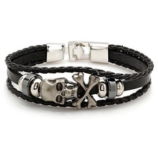 Hommes Assortis Cuir Corde Enveloppe Tressé Avec Crânes Pirate Beaucoup Couleurs