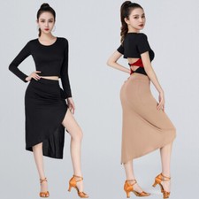 Femmes Volant Latin Tenue de Danse à Jupe Enveloppant Solide Salsa Tango Bal