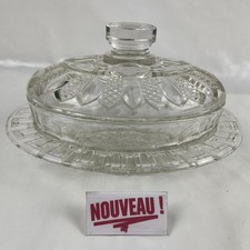 ➜BEAU BEURRIER DE TABLE EN VERRE MOULÉ et son couvercle vintage/ancien de France
