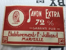 PUBLICITÉ ANCIENNE SAVON EXTRA 72% LA ROUE JULLIAND MARSEILLE