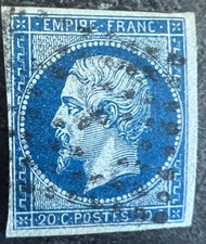 TIMBRE CLASSIQUE 20 c Bleu Empire N°14A - Ob. bureau de quartier