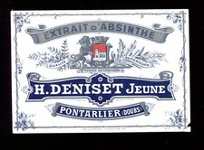 étiquette absinthe H.Deniset Jeune Pontarlier Doubs 