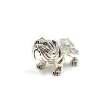 Bulldog en argent sterling 925 figurine miniature chien 3,6 cm bouledogue ani...