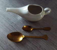 CANARD  TASSE A BEC  POUR MALADE   PORCELAINE  + 2 cuilleres a bouillie