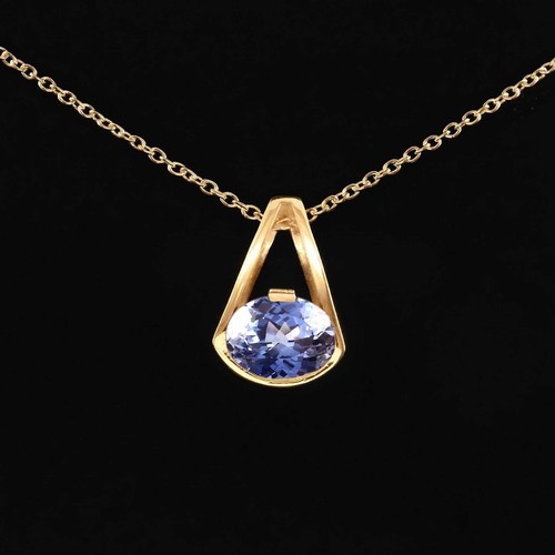 Pendentif saphir bleu ovale - saphir,