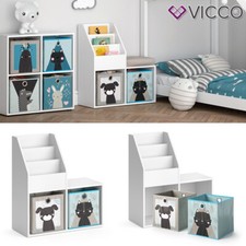 Étagère pour enfant Bibliothèque rangement Boîte pliable Luigi blanc Vicco