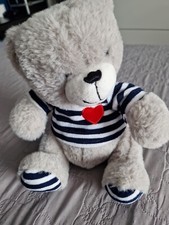 Peluche doudou ours gris pull