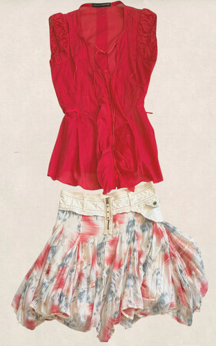 Ensemble blouse rose framboise - ensemble,