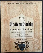 Grande étiquette magnum château Corbin Montagne Saint Emilion 1986 décollée  