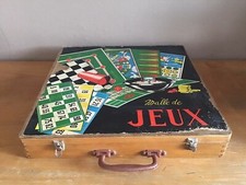 Ancienne mallette en bois dames backgammon petits chevaux