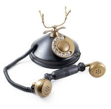 Ancien cadran rotatif laiton noir et or déco bureau vintage cadeau téléphone ...