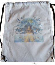 sac à dos blanc avec cordon, avec multi avion