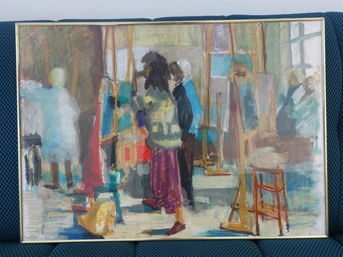 Tableau pastel animé signé - tableau,
