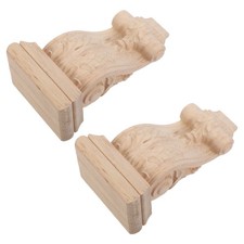 2 Pcs Chapiteau En Bois Massif